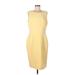 Kasper Casual Dress - Sheath Crew Neck Sleeveless: Yellow Solid Dresses - Women's Size 10