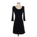 Lulus Casual Dress - A-Line Scoop Neck 3/4 sleeves: Black Solid Dresses - Women's Size Small