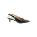 Naturalizer Heels: Slingback Kitten Heel Minimalist Black Print Shoes - Women's Size 5 1/2 - Pointed Toe