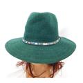Anthropologie Accessories | Anthropologie Green Fedora Brimmed Hat With Beaded Band | Color: Green | Size: Os