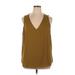 Nine West Sleeveless Blouse: Brown Solid Tops - Women's Size 1X