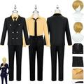 Tjmiaohao Anime One Piece Sanji Cosplay Costume Outfit Monkey D. Luffy Uniform Black Coat Full Set Halloween Carnival Party Dress Up Suit With Wig for Men Boys (M)