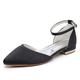 Wedding Bride Shoes Satin Flats Pointed Toe Formal Dress Shoes Flats 2Cm Bridal Wedding Party Low Heel Pump Shoes,Black,5.5 UK