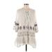 Free People Casual Dress - DropWaist High Neck 3/4 sleeves: Ivory Dresses - Women's Size Medium