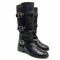 Coach Shoes | Coach Women's Jordan Riding Boots Black Leather Tall Moto Buckle Straps Size 10 | Color: Black | Size: 10