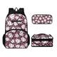 Howilath Kids Backpack for Girls Age 6-10 Baseball Print Bookbag Set with Insulated Lunch Bag and Pencil Case for Middle School Students