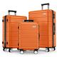 BEOW Luggage Sets 3 Piece, Expandable Luggage Sets with Spinner Wheels, TSA Lock Suitcases with Carry on Luggage (20”24”28”), Orange, 3 piece sets, Hardside Luggage Sets