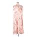 Calvin Klein Casual Dress - A-Line Crew Neck Long sleeves: Pink Floral Dresses - Women's Size 16