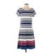 Hatley Casual Dress - Mini Scoop Neck Short sleeves: Blue Print Dresses - Women's Size Medium Tall