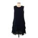 Lauren by Ralph Lauren Casual Dress - DropWaist Crew Neck Sleeveless: Blue Solid Dresses - New - Women's Size 8