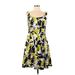 Ronni Nicole Casual Dress - A-Line Scoop Neck Sleeveless: Yellow Print Dresses - Women's Size 10