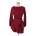R. Vivimos Casual Dress - Sweater Dress: Burgundy Dresses - Women's Size Large