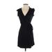 Boden Casual Dress - Party Plunge Short sleeves: Black Solid Dresses - Women's Size 4