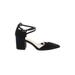 Aldo Heels: Pumps Chunky Heel Chic Black Print Shoes - Women's Size 8 1/2 - Pointed Toe