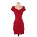 B.wear Casual Dress - Mini: Red Solid Dresses - Women's Size 3