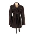 Calvin Klein Wool Coat: Mid-Length Brown Print Jackets & Outerwear - Women's Size Large
