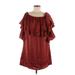 Hayden Casual Dress - Party Boatneck Short sleeves: Burgundy Print Dresses - New - Women's Size Medium