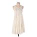 Zara Casual Dress - A-Line Scoop Neck Sleeveless: Ivory Print Dresses - Women's Size X-Small