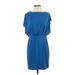 Jessica Simpson Cocktail Dress High Neck Short sleeves: Blue Print Dresses - Women's Size 4