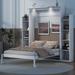 Full Murphy Bed Wall Bed with Shelves & LED Lights, Bookcase Bed,White