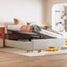 Queen Size Sleigh Bed with Side-Tilt Hydraulic Storage System, Linen Upholstered Platform Bed, Storage Bed Frame, Beige