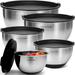 Premium Stainless Steel Mixing Bowls With Airtight Lids - Thick Metal Nesting Bowls for Kitchen, 1.5/2/3/4/5 Quart, Black