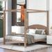 4-Post Modern Platform Bed: Wood Canopy Frame, Headboard, Support Legs