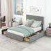 Full Size Upholstery Platform Bed with Four Drawers on Two Sides, Adjustable Headboard,Solid Construction, Easy to Assemble