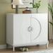 Simple Storage Cabinet Accent Cabinet with Solid Wood Veneer and Metal Leg Frame for Living Room, Entryway, Dining Room