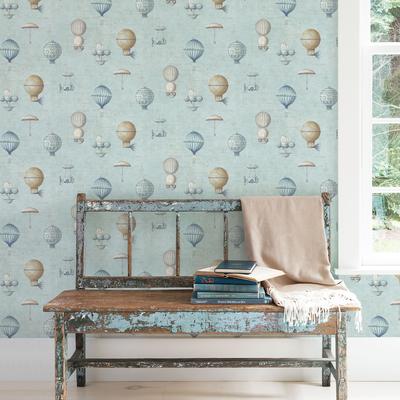 Galerie Wallcoverings Nostalgie Collection Air Ships Balloons Effect Non-woven Metallic Wallpaper Roll