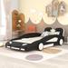 Twin Size Race Car-Shaped Platform Bed with Wheels, with two seats,Cool And Useful,For Children Boys and Girls