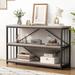 Farmhouse Entryway Table, Metal Wood Hallway Console Table, Industrial Sofa Table with 3-Tier Storage Shelf, Modern Entry Table