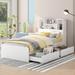 Twin Platform Bed Frame LED Light Storage Headboard