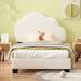 Twin Boucle Fabric Upholstered Platform Bed w/Cloud-Shaped Headboard