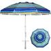 8 FT Large Beach Umbrella with sand anchor, Push Button Tilt Pole