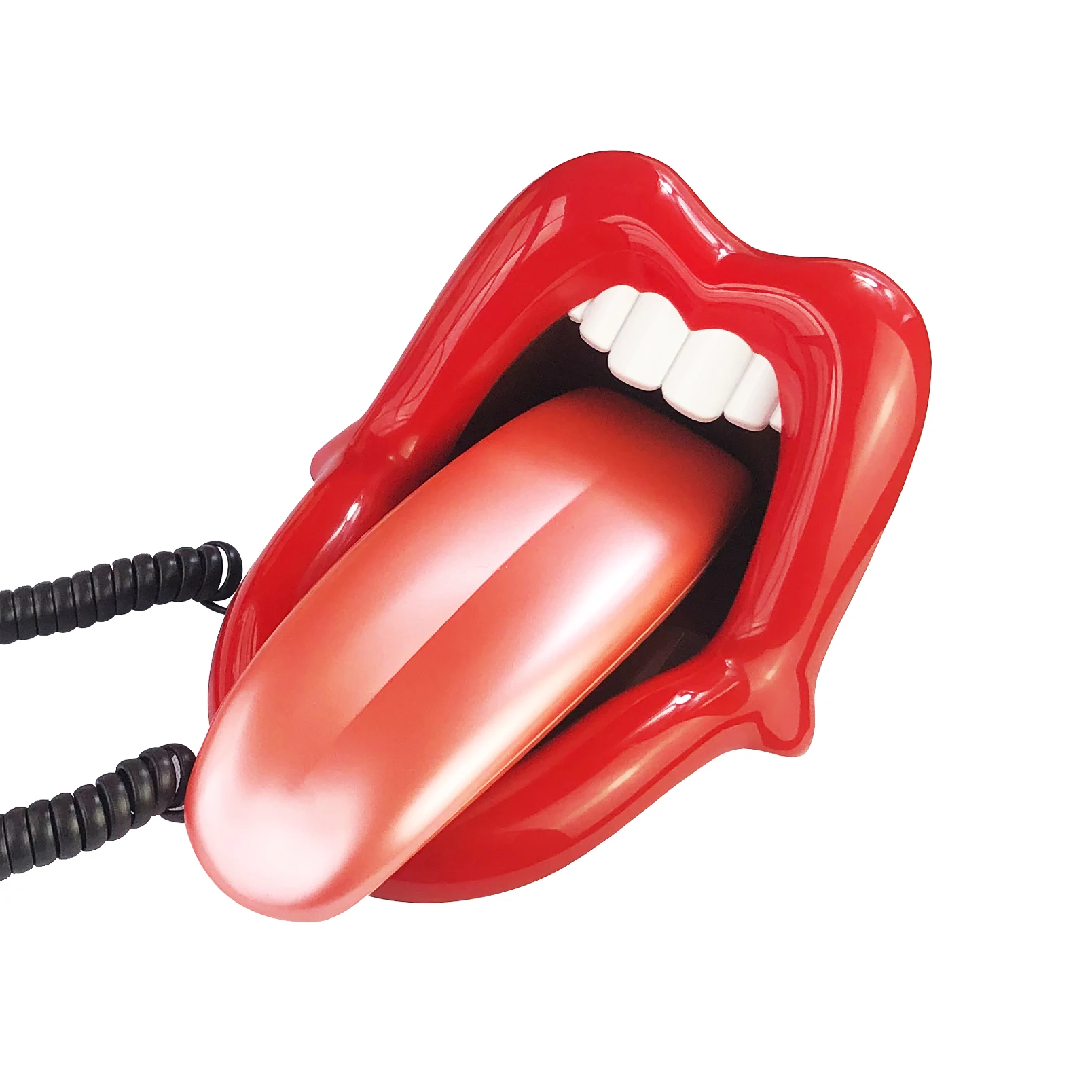 Landline Phones for Home, Red Mouth Telephone, Novelty Big Tongue Phone, Wired Funny Lip Phone Gift Real Corded Telephone Set