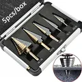 Step Drill Bit Opening Tool 5 Pieces Aluminum Box Pack High Speed ​​Steel Metal Pagoda Reaming