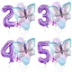 Ballons papillon violets avec nombre confettis rose bleu ensemble de ballons pour baby shower