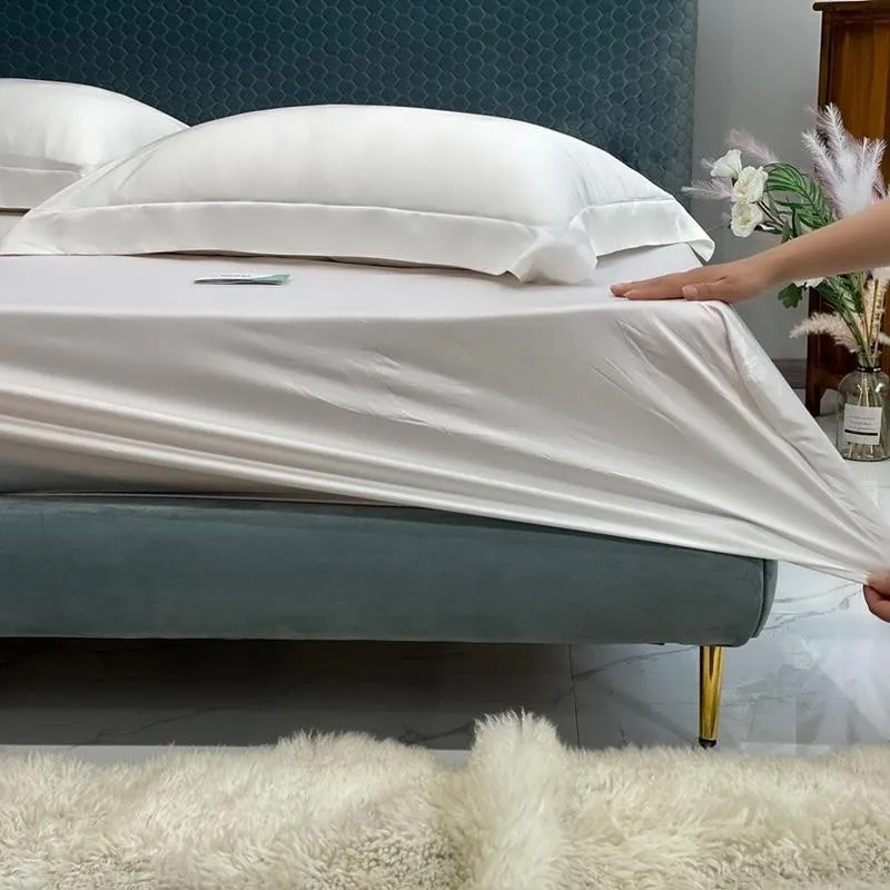 600TC 100% Eukalyptus Lyocell Ausgestattet Blatt Twin Doppel Königin König Elastische Ausgestattet Bett Blatt Natur Weichen Seidige Blatt Kissen Image