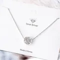 S925 Sterling Silver Electroplated 18k Rose Gold Hollow Diamond Bead Pendant Necklace (40 Cm + 3.5