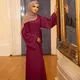 Abaya – robe décontractée pour femmes musulmanes manches évasées couleur unie Kaftan arabe