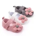Baby Soft Shoes Flower Mary Jane Style for Toddler Girl 0-18M Cotton Fabric Sole Anti-slip