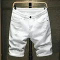 Short en jean déchiré au genou pour hommes short en jean blanc streetwear masculin pantalon