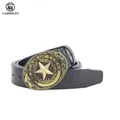 Garrblen-Ceinture marron en cuir véritable pour homme ceinture de créateur de marque de luxe