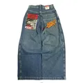 JNCO Jeans New Y2K Harajuku Hip Hop lettera ricamata Vintage Jeans larghi pantaloni in Denim uomo