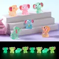 6PCS Miniatures Elephant Glow At Night Fairy Garden Decoration Mini Elephants Resin Cute Figurines