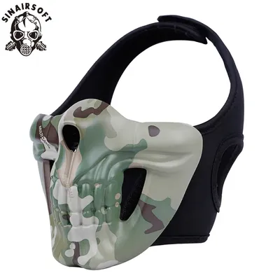 Taktische Schädel Halbe Gesicht Maske Für Jagd Airsoft Paintball Outboor Halloween Cosplay CS Schießen Multi-stil Schutz Masken Image