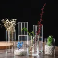 Glass Cylinder Vases Transparent Glass Hydroponic Vase Candle Holder Cup Table Flowers Vase for