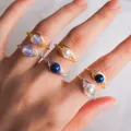 Bagues en forme d'oeil pour femme pierre naturelle perle d'eau douce opale lapis-lazuli bijoux