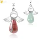 CSAlbaneNatural Gem Charal Angels Pendentif pour Collier Quartz Rose Aventurine PmotSilver Color